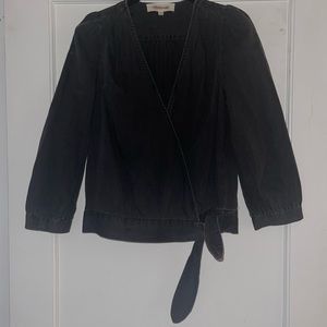 Madewell soft black denim blouse
